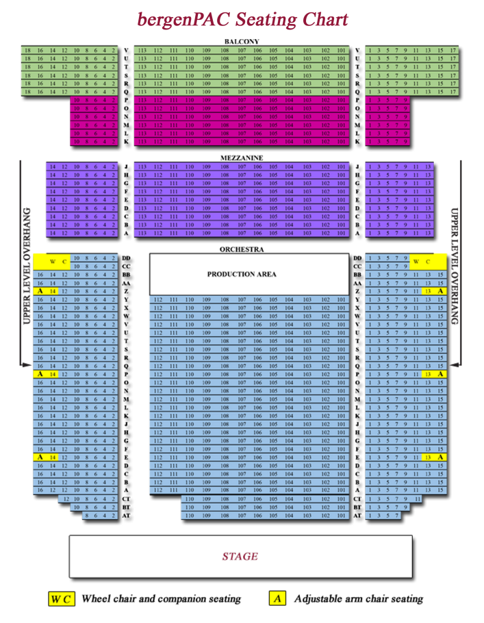 Seating Chart For The Bergen Performing Arts Center